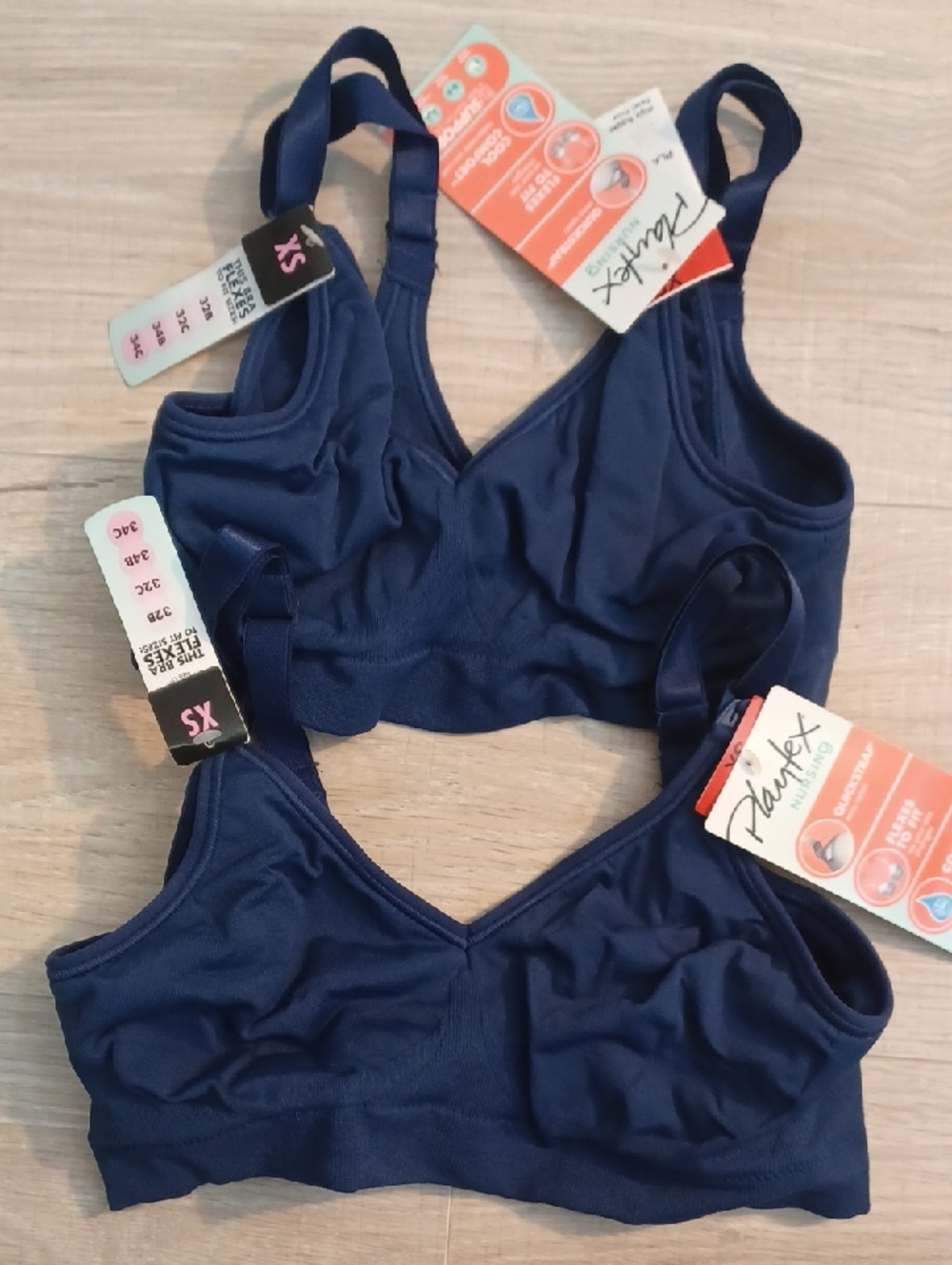 NWT two XS Nursing bras. Breast Feeding Platex WireFREE WireLESS Maternity bra